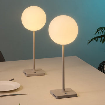 Allie 17.5" Modern Minimalist Indoor/Outdoor Metal Globe Rechargeable/Cordless Dimmable Integrated LED Table Lamp with Touch Sensor